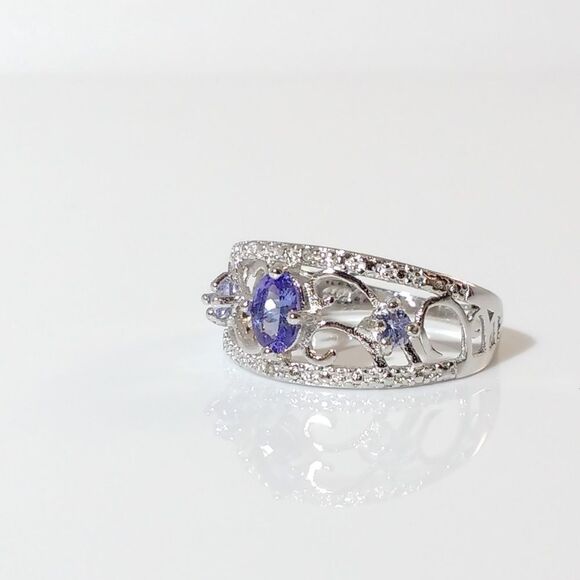 Tanzanite Ring Sterling Silver Size 8